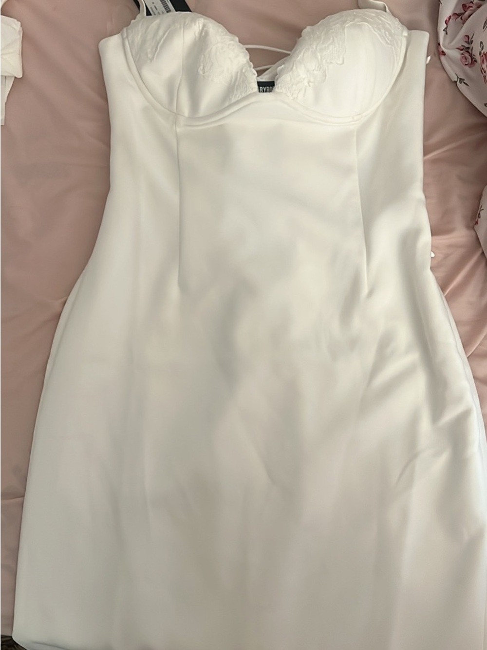 Halter neck White Lace Bust Midi Dress